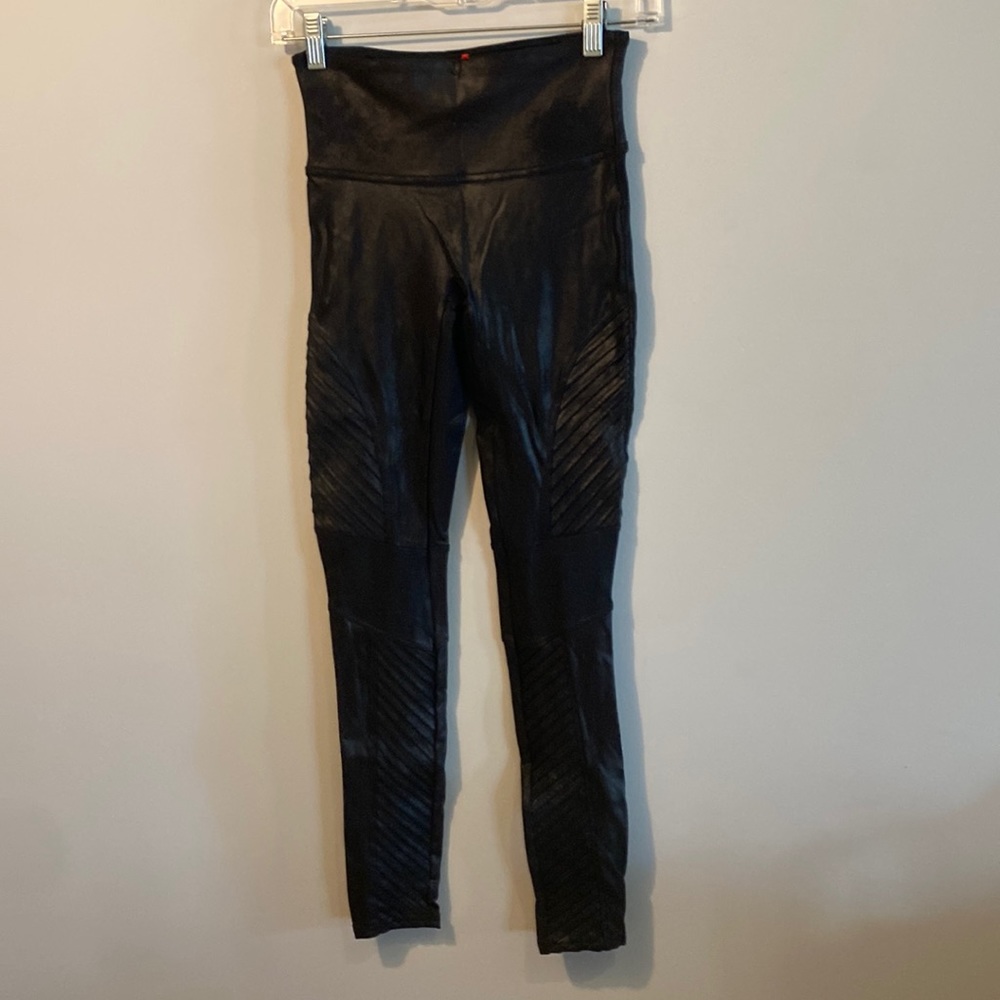 Spanx Faux-Leather Moto Leggings S